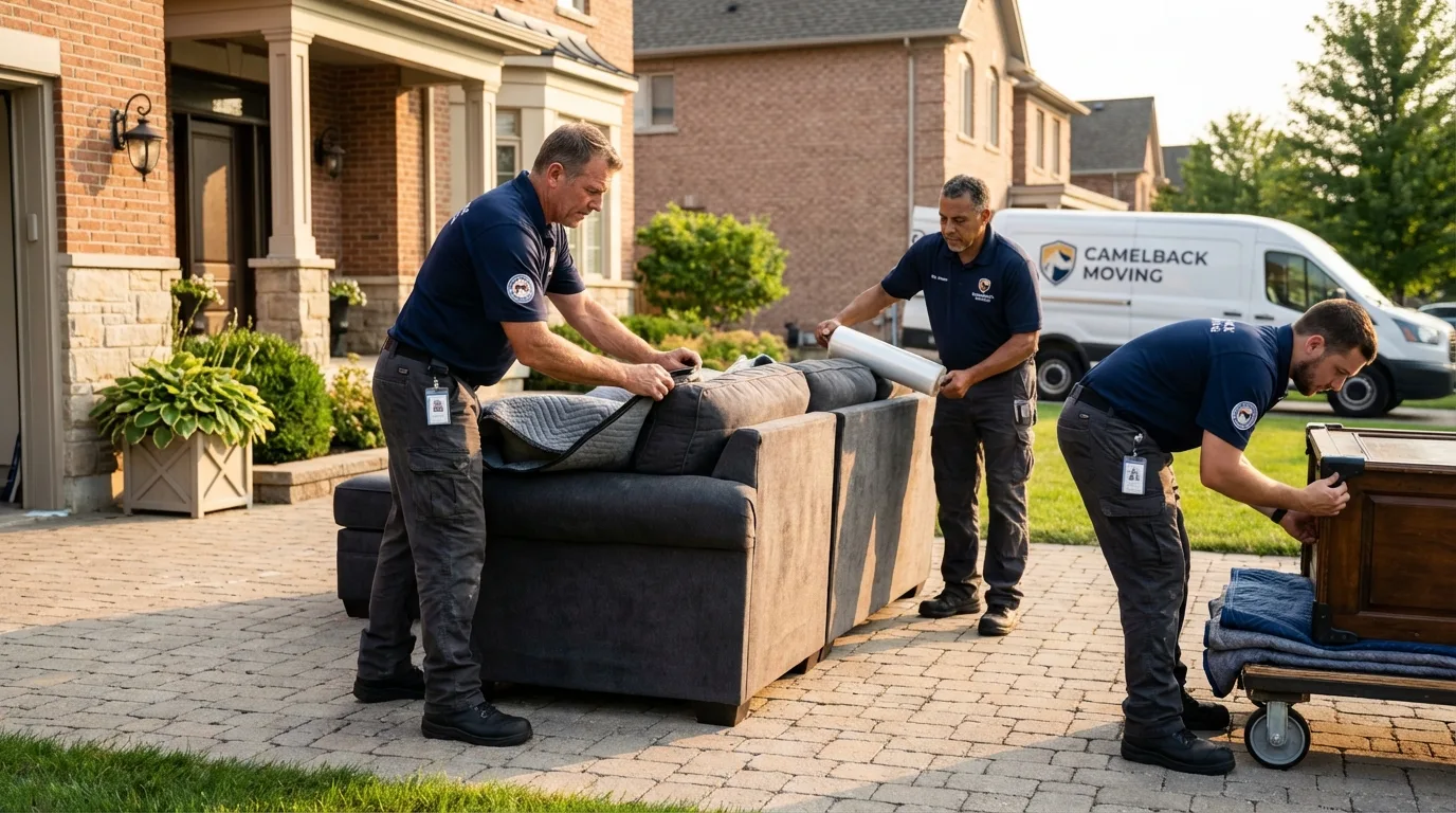 Large estate moving crew wrapping furniture in Harrisburg, OR