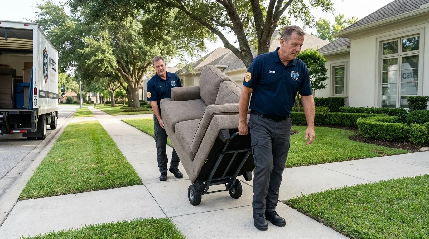 Local residential moving crew loading furniture in Harrisburg, OR